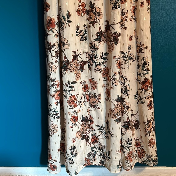 Boston Proper Floral Autumn Metallic Wrap Dress - Picture 13 of 14